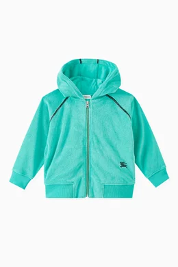 Buy Burberry Green Zip up Hoodie in Cotton blend Terry For Boys Online Ounass Bahrain
