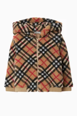 Burberry check print hoodie sales
