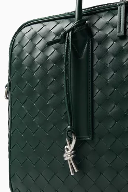 Buy Bottega Veneta Green Large Getaway Briefcase in Intrecciato Leather For Men Online Ounass Bahrain