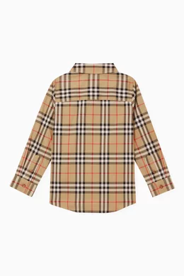 Buy Burberry Neutral Check print Shirt in Cotton For Boys Online Ounass Bahrain