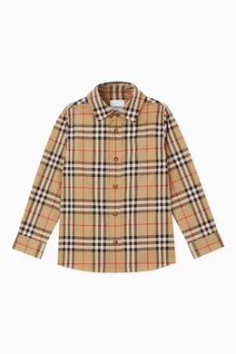 Buy Burberry Neutral Check print Shirt in Cotton For Boys Online Ounass Bahrain