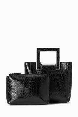 Buy Staud Black Mini Shirley Tote Bag in Snake embossed Leather For Women Online Ounass Bahrain