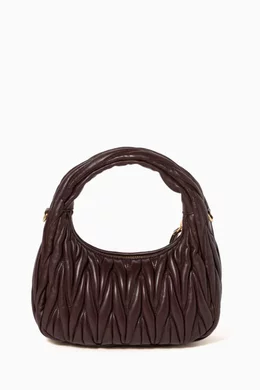 Buy Miu Miu Brown Mini Wander Hobo Bag in Matelassé Nappa For
