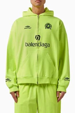 Buy Balenciaga Yellow Dubai Soccer Medium-fit Zip-up Hoodie in