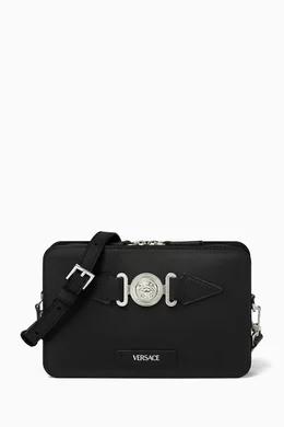 Buy Versace Black Small Biggie Messenger Bag in Leather For Men Online Ounass Bahrain