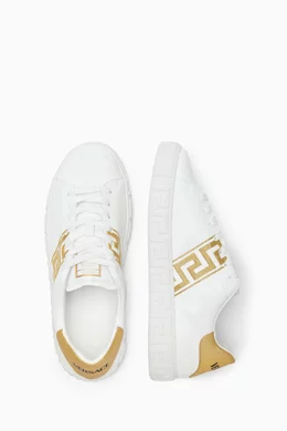 White and gold versace sneakers best sale
