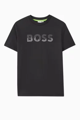 Buy BOSS Kidswear Black Logo print T shirt in Cotton For Boys Online Ounass Bahrain