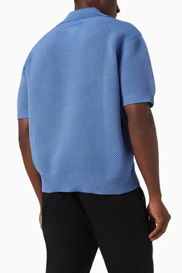 Buy MCM Blue Logo patch Knitted Polo Shirt For Men Online Ounass Bahrain