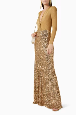 Maxi sequin skirt gold store