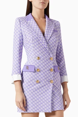 Buy Elisabetta Franchi Purple Logo print Blazer Dress in Crepe For Women Online Ounass Bahrain