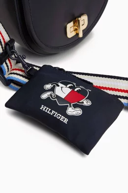 Buy Tommy Hilfiger Blue Turn Lock Saddle Bag in Faux leather For Girls Online Ounass Bahrain