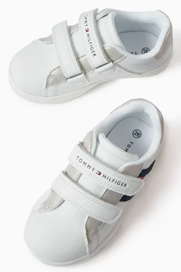 Buy Tommy Hilfiger White Flag Low Cut Velcro Sneakers in Faux Leather For Girls Online Ounass Bahrain