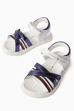 Buy Tommy Hilfiger Blue Logo Velcro Sandals in Faux Leather For Girls Online Ounass Bahrain