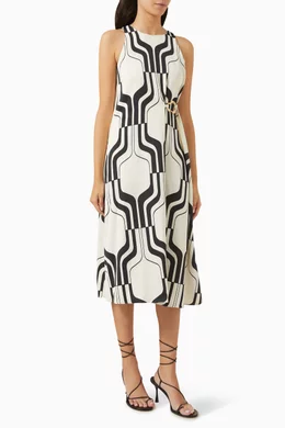 Buy Marella Black Scorza Printed Midi Dress in Crepe Satin For Women Online Ounass Bahrain