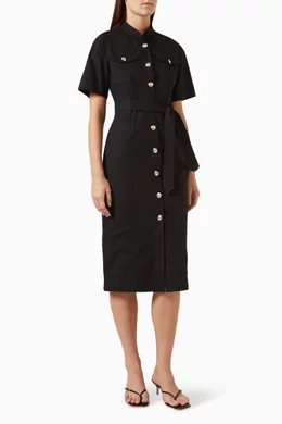 Buy Marella Black Rafia Shirt Dress in Cotton For Women Online Ounass Bahrain