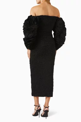 Buy Mara Hoffman Black Luna Smocked Midi Dress in Organic Cotton For Women Online Ounass Bahrain