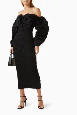 Buy Mara Hoffman Black Luna Smocked Midi Dress in Organic Cotton For Women Online Ounass Bahrain