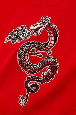 Buy KENZO KIDS Red Year Of The Dragon Sweater in Cotton Blend Knit For Girls Online Ounass Bahrain