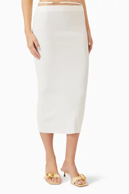 Buy Jacquemus Neutral La Jupe Pralu Midi Skirt in Rib knit For Women Online Ounass Bahrain