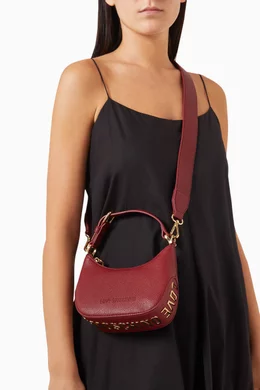 Buy Love Moschino Burgundy Small Shoulder Bag in Grained Faux Leather For Women Online Ounass Bahrain