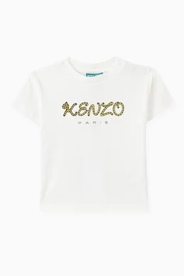 Buy KENZO KIDS White Logo print T shirt in Cotton For Baby Boys Online Ounass Bahrain