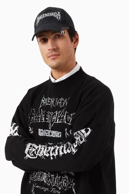 Buy Balenciaga Black DIY Metal Outline Baseball Cap in Cotton 