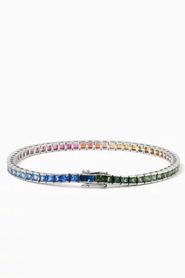 Buy Fergus James Multicolour Rainbow Sapphire Tennis Bracelet in 18kt White Gold For Women Online Ounass Bahrain