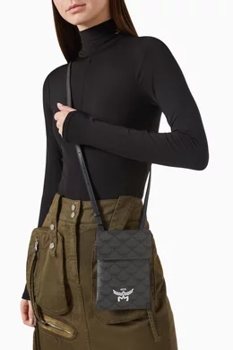 Buy MCM Grey Himmel Lanyard Pouch in Lauretos Monogram Canvas For UNISEX Online Ounass Bahrain