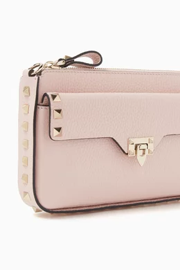 Rockstud grainy calfskin chain pouch deals