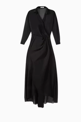 Maxi Dress Black Cami Wrap Dress Buy Monot Black Cami Shirt Maxi - Main Image