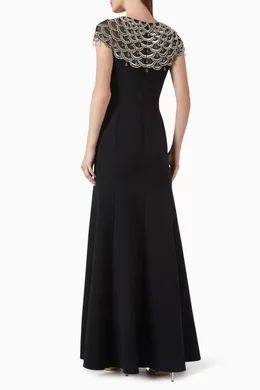 Buy Jenny Packham Black Melody Beaded Flared Dress in Crepe For Women  Online | Ounass Bahrain