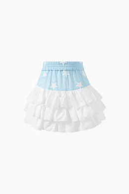 White ruffle skirt with stars top