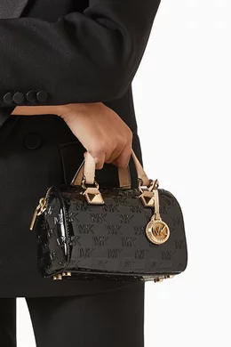 Buy Michael Kors Black Small Grayson Duffle Crossbody Bag in Patent Logo Canvas For Women Online Ounass Bahrain