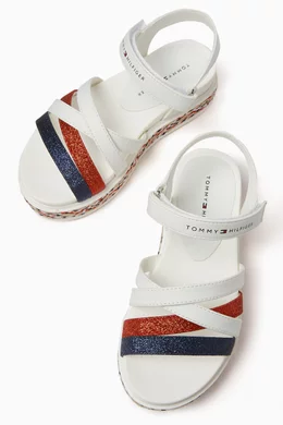 Buy Tommy Hilfiger White Logo Velcro Sandals in Faux Leather For Girls Online Ounass Bahrain