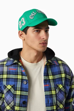 Buy Off-White Green Multi Logos Baseball Cap in Cotton For  display picture 1