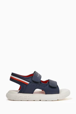 Buy Tommy Hilfiger Blue Logo Velcro Sandals in Faux Leather For Boys Online Ounass Bahrain