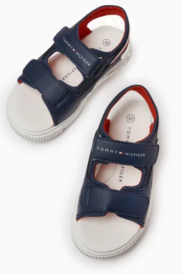 Buy Tommy Hilfiger Blue Logo Velcro Sandals in Faux Leather For Kids Online Ounass Bahrain