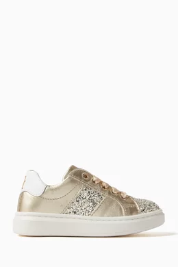 Buy Tommy Hilfiger Gold Sneakers in Glitter Metallic Leather For Girls Online Ounass Bahrain