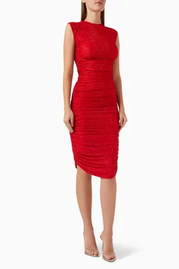 Buy Bronx and Banco Red Maya Embellished Midi Dress in Polyester For Women Online Ounass Bahrain
