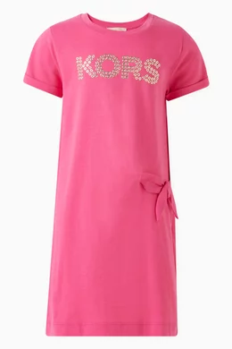 Buy Michael Kors Kids Pink Embellished Logo T shirt Dress in Cotton For Girls Online Ounass Bahrain
