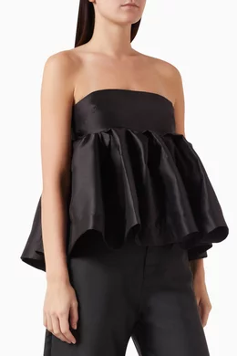Buy Marques Almeida Black Strapless Peplum Top in Satin For Women Online Ounass Bahrain