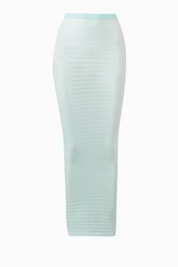 Buy Alaia Blue Stripped Tube Midi Skirt in Japanese Nylon Yarn For Women Online Ounass Bahrain