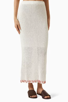 Buy Reina Olga White Coral Open knit Skirt in Cotton Blend For Women Online Ounass Bahrain