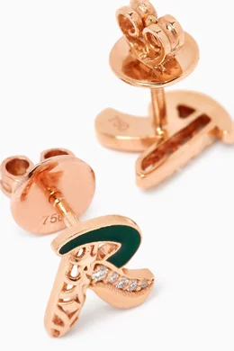 Rose gold letter earrings discount