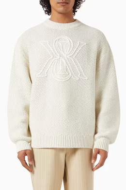 Buy Kith Grey Ryan Crest Sweater in Wool Blend Knit For Men Online Ounass Bahrain