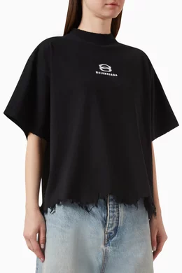 Buy Balenciaga Black Unisex Unity Sports Icon Cropped Large Fit T
