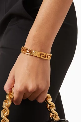 Buy Versace Gold Medusa Greca Cuff Bracelet in Gold-tone Brass For