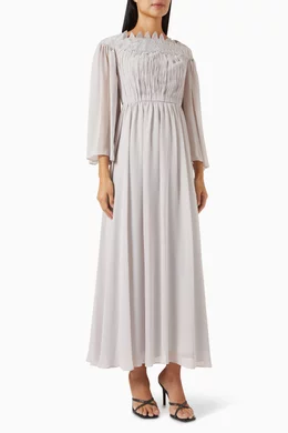 Buy LAMMOUSH Grey Embellished Maxi Dress in Chiffon For Women Online Ounass Bahrain