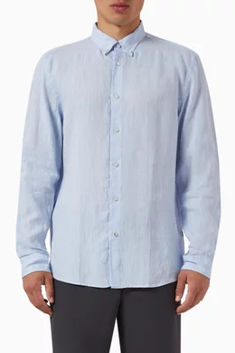 Buy BOSS Blue Shirt in Linen For Men Online Ounass Bahrain