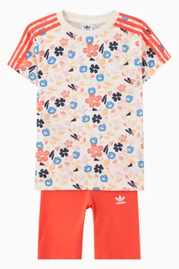 Buy adidas Multicolour Floral T shirt Cycling Shorts Set in Cotton For Girls Online Ounass Bahrain